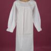 Star Dreamer White cotton nightgown Pin tucks on bodice Full length sleeve, ¾ length, Star Dreamer, Dawhaven Australia