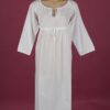 Star Dreamer White cotton nightdress Embroidery on bodice, keyhole neckline with ribbon, ¾ length sleeve, ¾ length, Star Dreamer, Dawhaven Australia