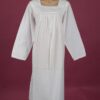 Star Dreamer White cotton nightgown, square neckline Flower embroidery on yoke, cotton lace edging Full length sleeve, ¾ length