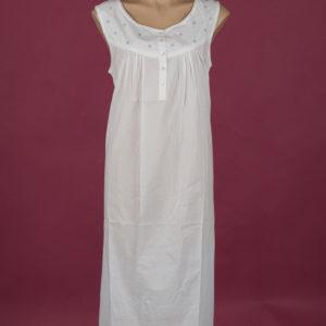 Star Dreamer **The Blue Star** White cotton nightdress, embroidery on bodice Small buttons ¾ length