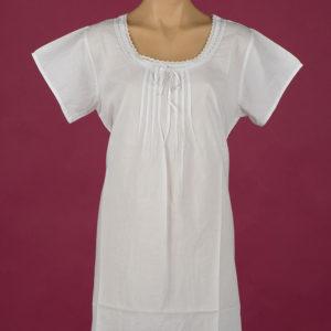 Star Dreamer short 100% white cotton nightgown, white satin ribbon, cap sleeves. Dawhaven Australia